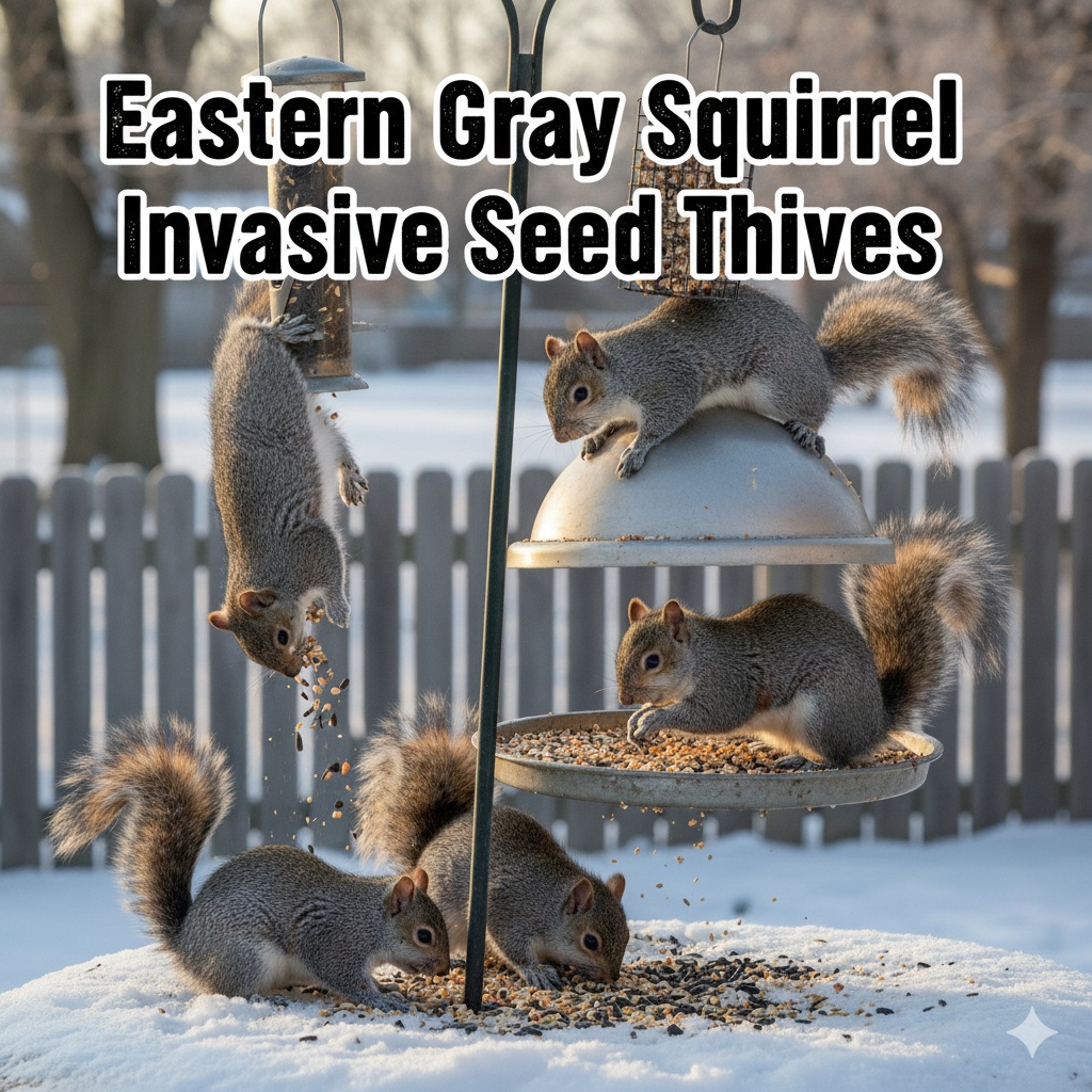 Seed Thieving Gray Squirrels
